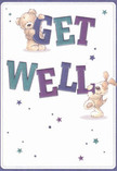 Brimming with cheerful tones and imaginative comfort, this get well card design from the heart of Hendon shines with the vitality of a spring market morning. Two adorable characters-a round, pastel bear and a spirited puppy-emerge vibrantly, their paws wrapped around the large, jubilant letters reading 'Get Well.' Pops of indigo and teal in the bold text stand out against a warm, creamy backdrop, creating a reassuring scene reminiscent of a freshly arranged bouquet on a bright day at Hendon Florist. Above and around, dainty, playful stars in hues of blue and purple twinkle with hope, enhancing the mood with a touch of magic that echoes the optimism found in local green spaces like Hendon Park. The bear's plush coat and the puppy's soft, floppy ears are rendered with such tactile care that the warmth almost emanates from the page. This card is more than a simple greeting-it's a heartfelt visual embrace, echoing the nurturing touch that comes with every carefully crafted flower delivery in Hendon, and perfectly suited for wishing someone strength and serenity through their recovery.